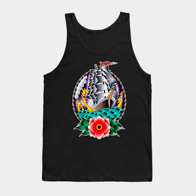 Rough Seas ( Traditional Clipper Ship ) Tank Top by Tattoos By A.G.